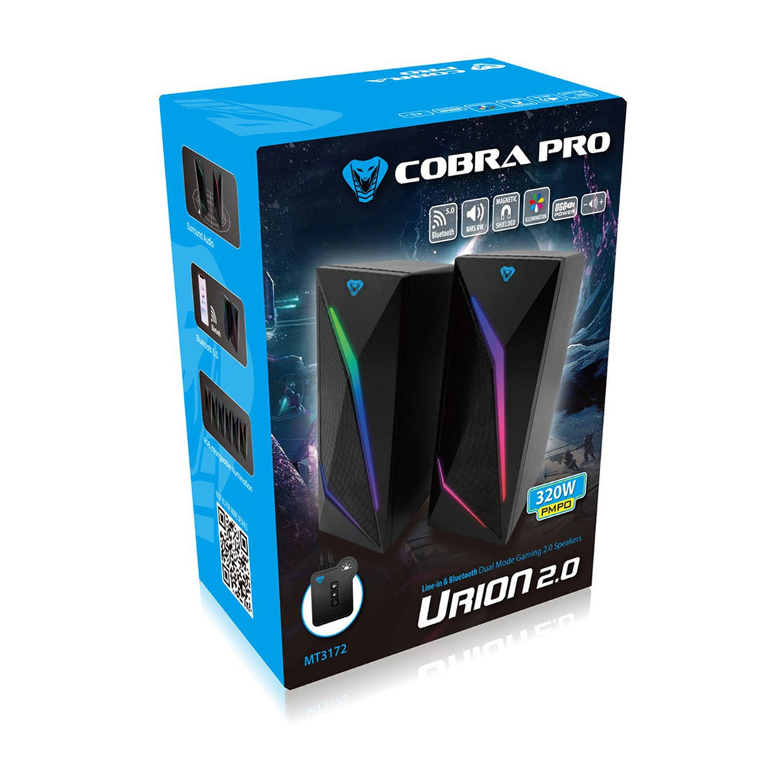 2.0 gaming zvučnici s Bluetoothom, šareno RGB LED pozadinsko osvjetljenje Media-Tech COBRA PRO URION 2.0 MT3172