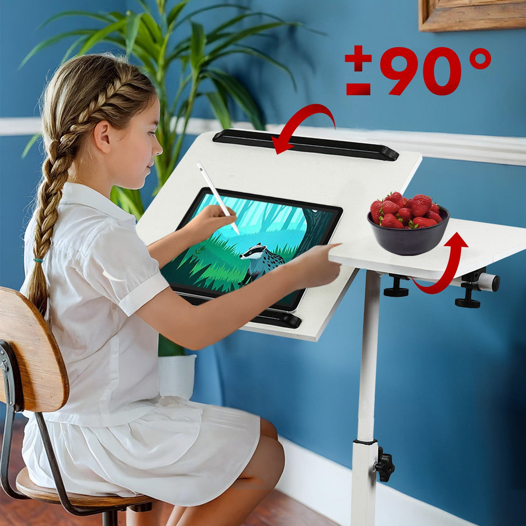 Maclean pokretni stalak za stolno računalo/laptop, bijeli, podesiva visina 59–89 cm, max. 30 kg, MC-121 W