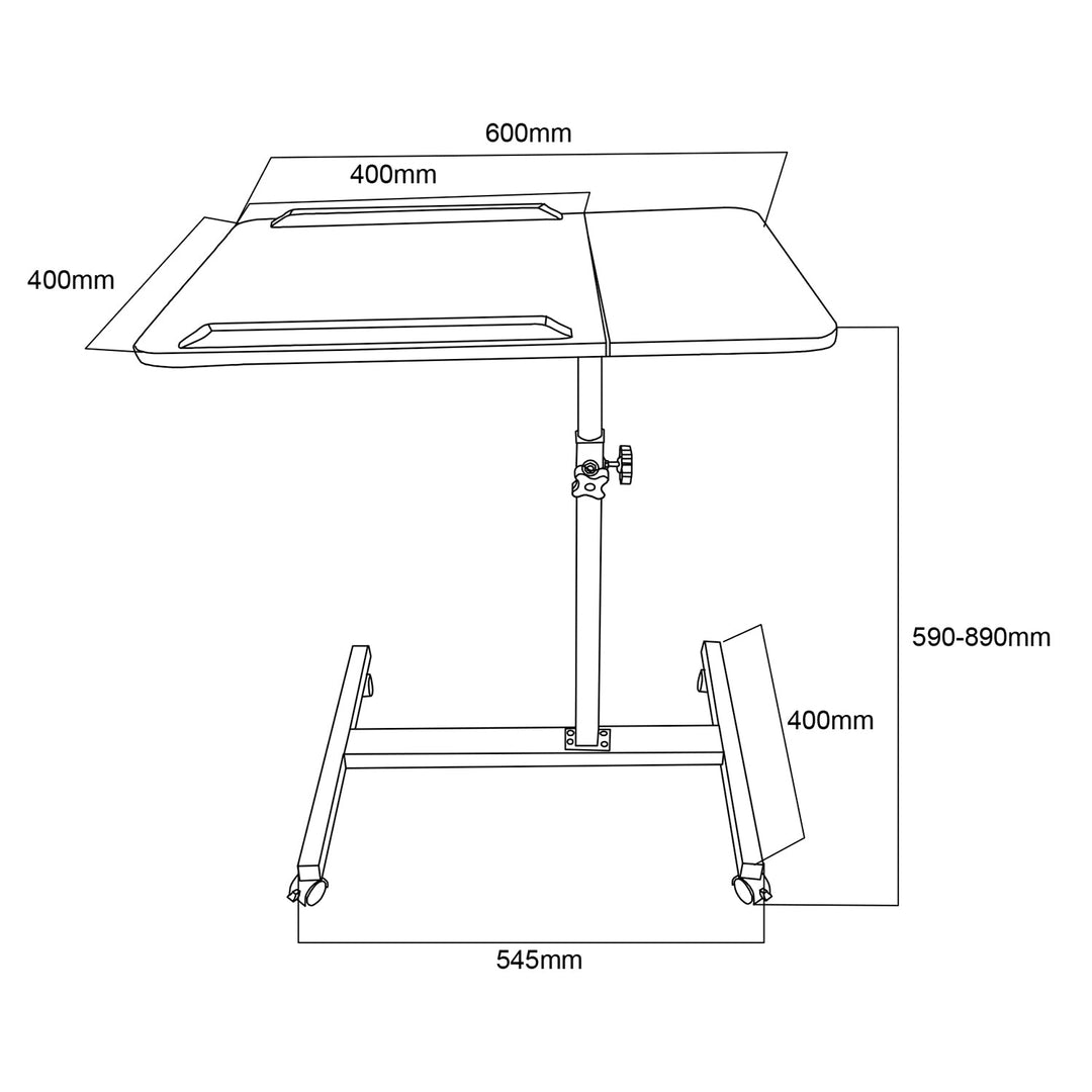 Maclean mobilni stol/stalaž za laptop, crni, podesiva visina 59–89 cm, max. 30 kg, MC-121 B