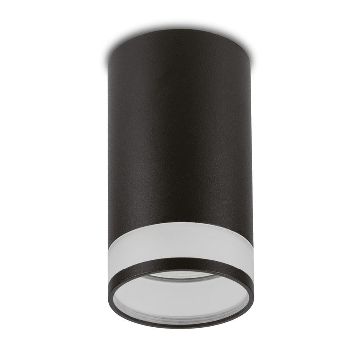 Spot tubular Maclean, de suprafață/tub, rotund, aluminiu, GU10, 55x130mm, negru, MCE361 B + bec LED GU10 7W Maclean Energy MCE437 NW alb neutru 4000K, 220-240V~, 50/60Hz, 490lm