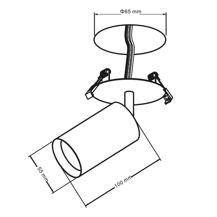 Spot Maclean încastrat / tubular, rotund, aluminiu, GU10, 55x130mm, alb, MCE364 W + bec LED GU10 7W Maclean Energy MCE437 NW alb neutru 4000K, 220-240V~, 50/60Hz, 490 lm