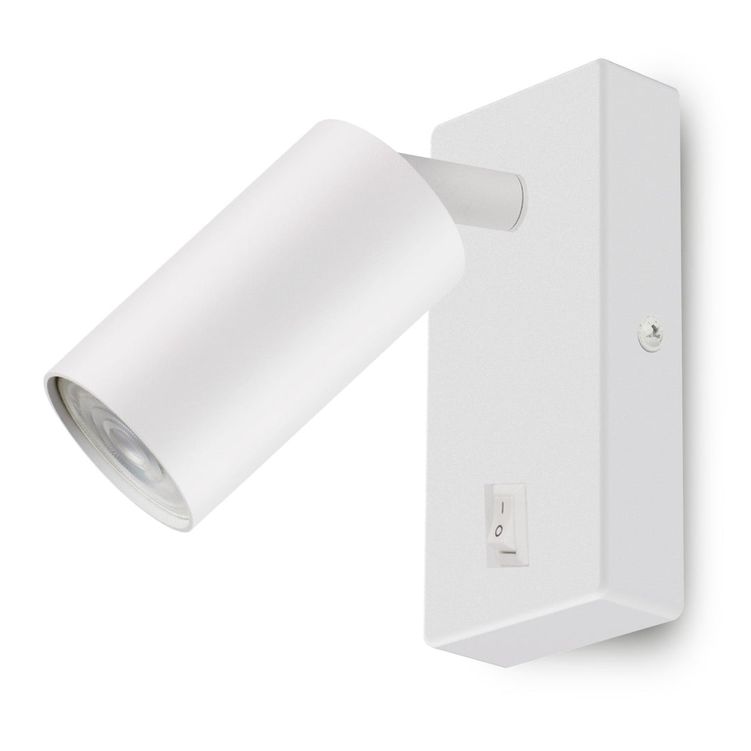 Maclean Aplică/lampă de perete, spot, rotund, GU10, cu întrerupător 55x90mm, alb, MCE369 W+LED bec GU10 7W Maclean Energy MCE437 NW alb neutru 4000K, 220-240V~, 50/60Hz, 490 lumeni