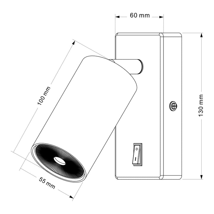 Aplică/lampă de perete Maclean, spot, rotund, GU10, cu întrerupător 55x90mm, alb, MCE369 W 2buc+ Bec LED GU10 7W Maclean Energy MCE437 NW alb neutru 4000K, 220-240V~, 50/60Hz 2buc