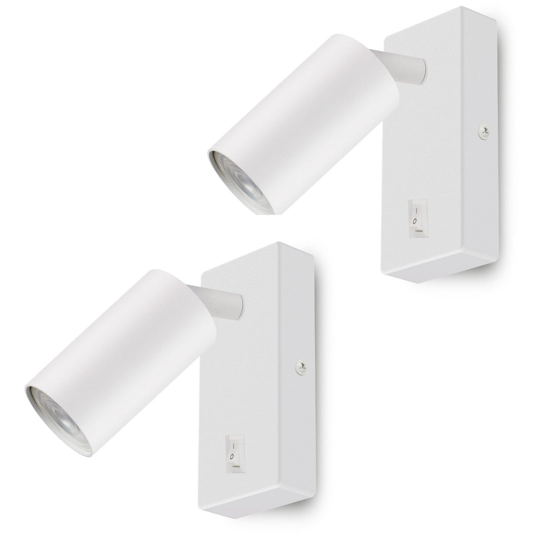 Aplică/lampă de perete Maclean, spot, rotund, GU10, cu întrerupător 55x90mm, alb, MCE369 W 2buc+ Bec LED GU10 7W Maclean Energy MCE437 NW alb neutru 4000K, 220-240V~, 50/60Hz 2buc