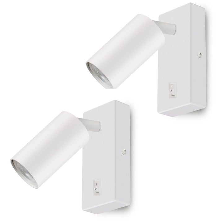 Aplică/lampă de perete Maclean, spot, rotund, GU10, cu întrerupător 55x90mm, alb, MCE369 W 2buc+ Bec LED GU10 7W Maclean Energy MCE437 NW alb neutru 4000K, 220-240V~, 50/60Hz 2buc