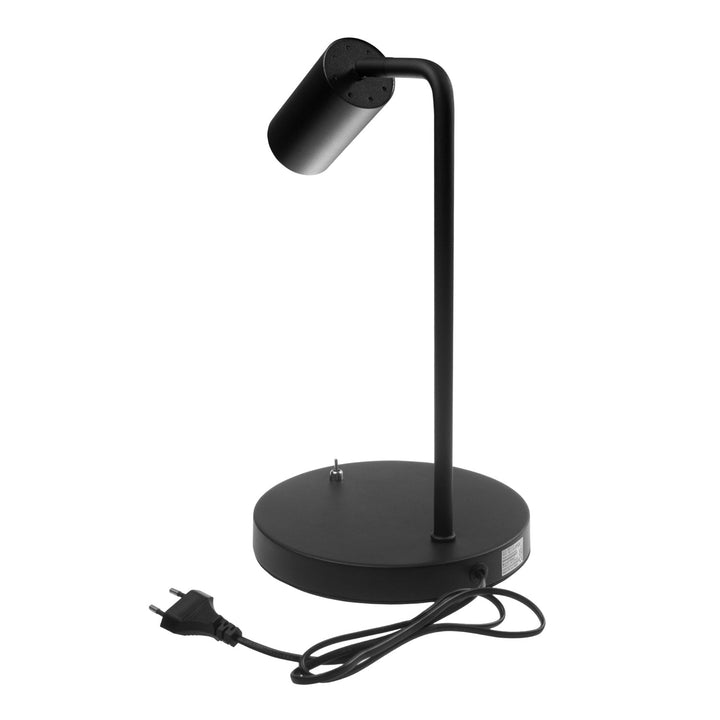 Maclean GU10 stolna lampa, reflektor, okrugla, GU10, s prekidačem 55x90 mm, crna, MCE370 B + Maclean Energy MCE437 WW 7 W GU10 LED žarulja, topla bijela 3000 K, 220-240V~, 50/60Hz, 490lm