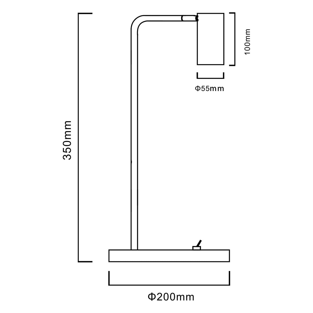 Maclean GU10 stolna lampa, reflektor, okrugla, GU10, s prekidačem 55x90 mm, crna, MCE370 B + Maclean Energy MCE437 WW 7 W GU10 LED žarulja, topla bijela 3000 K, 220-240V~, 50/60Hz, 490lm