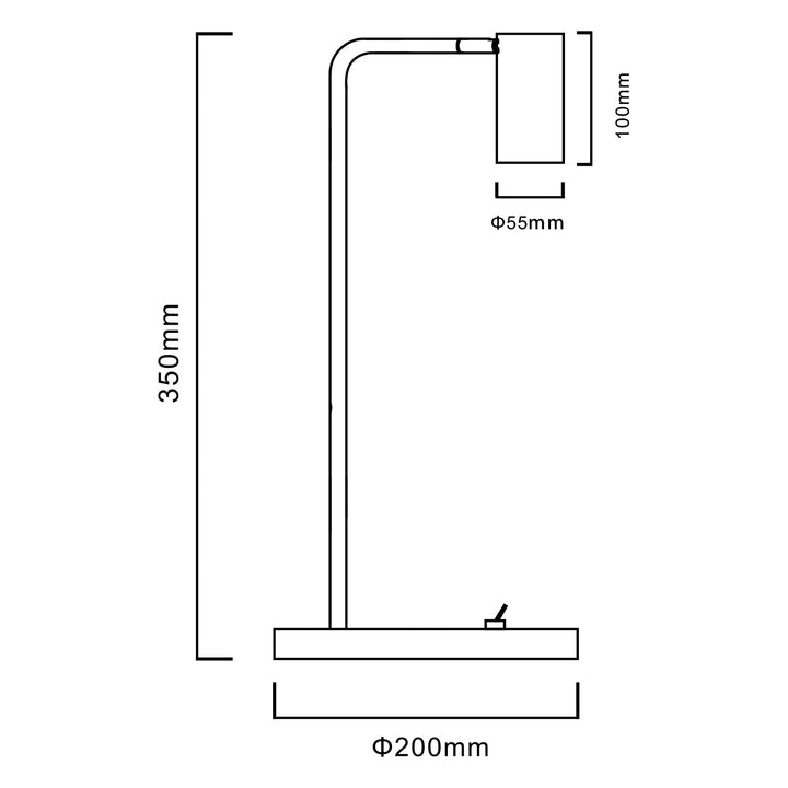 Maclean GU10 stolna lampa, reflektor, okrugla, GU10, s prekidačem 55x90 mm, crna, MCE370 B + Maclean Energy MCE437 WW 7 W GU10 LED žarulja, topla bijela 3000 K, 220-240V~, 50/60Hz, 490lm