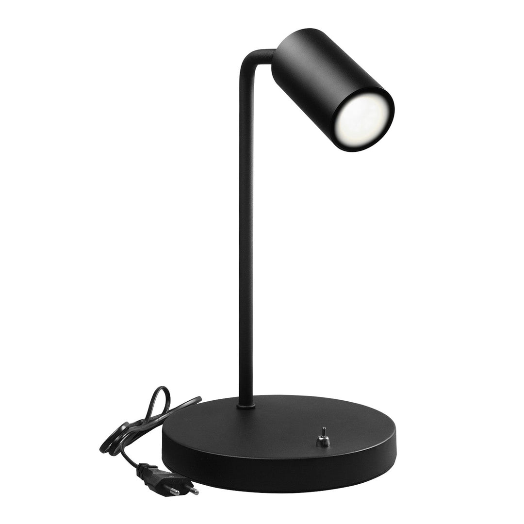 Maclean GU10 stolna lampa, reflektor, okrugla, GU10, s prekidačem 55x90 mm, crna, MCE370 B + Maclean Energy MCE437 WW 7 W GU10 LED žarulja, topla bijela 3000 K, 220-240V~, 50/60Hz, 490lm