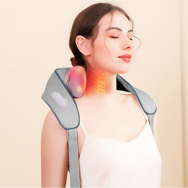 Masera za ramena i vrat. Shiatsu, imitacija ruke 5D, 6 masažnih glava, 3 načina rada, 3 brzine, bežična, USB-C priključak za punjenje. MASERA ZA VRAT I RAMENA