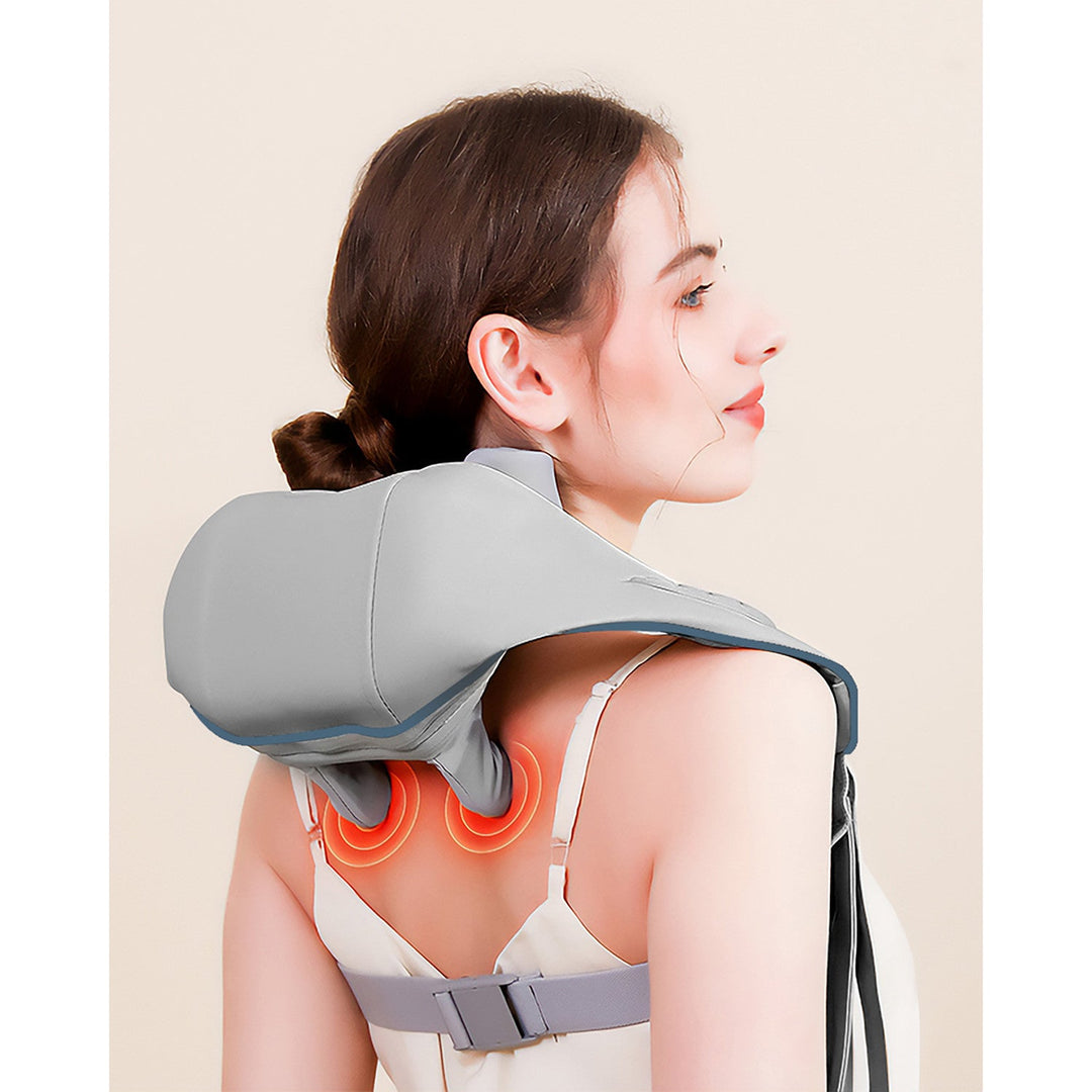 Masera za ramena i vrat. Shiatsu, imitacija ruke 5D, 6 masažnih glava, 3 načina rada, 3 brzine, bežična, USB-C priključak za punjenje. MASERA ZA VRAT I RAMENA