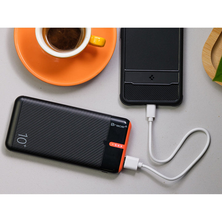 Tracer power bank, 10.000 mAh, crna i narančasta, USB-C, 2 A, EnerGo