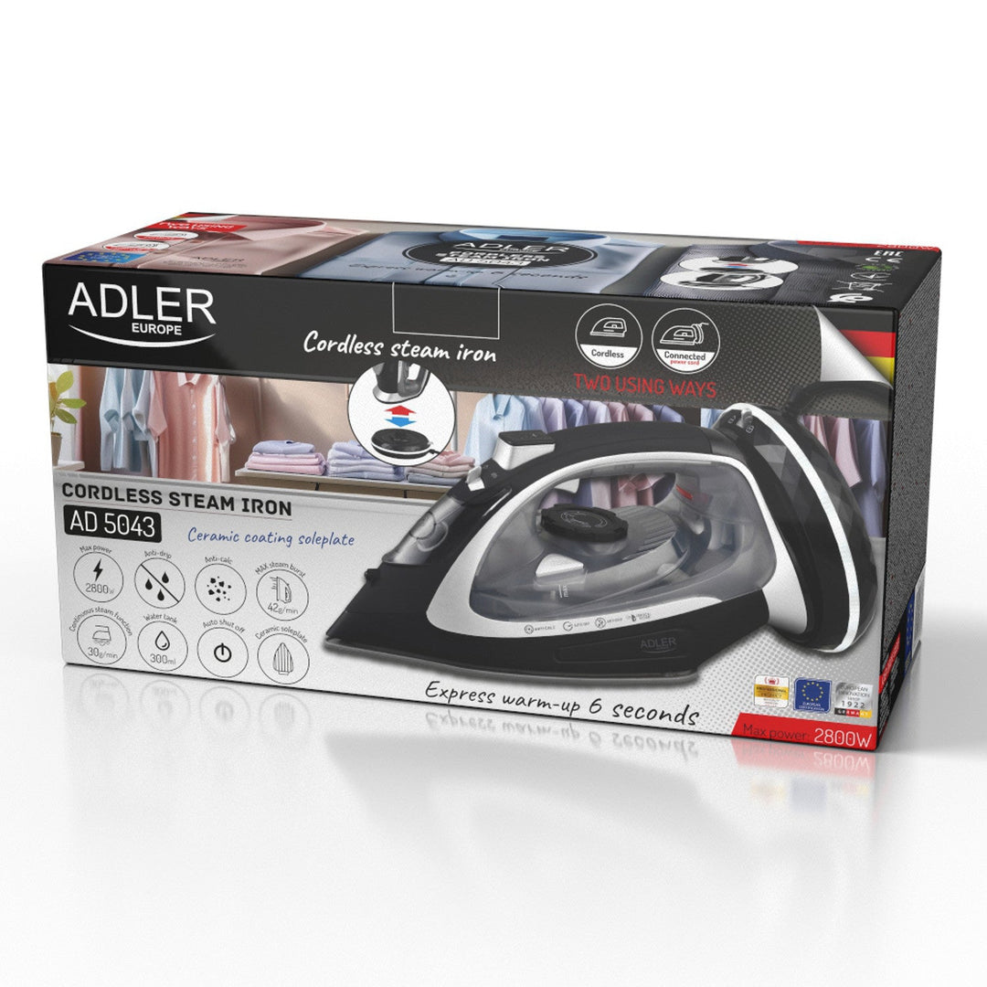 Adler parno željezo, bežično, keramička ploča, 2800 W, AD 5043