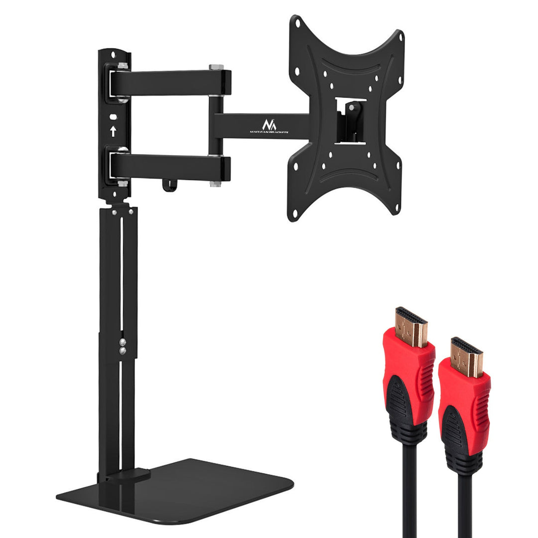Montaža za TV s DVD policom Maclean, VESA 200×200, 23″–43″, 25 kg, MC-771A + HDMI 2.0 4K 3D UHD kabel, 1,8 m, bakar, 48-bitni
