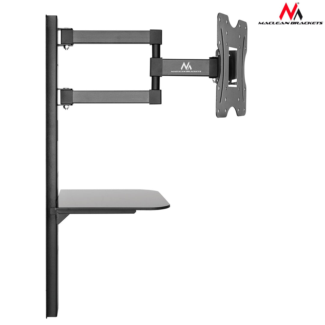 Montaža za TV s DVD policom Maclean, VESA 200×200, 23″–42″, 30 kg, MC-771+HDMI 2.0 4K 3D UHD, kabel duljine 1,8 m, bakarni, 48-bitni