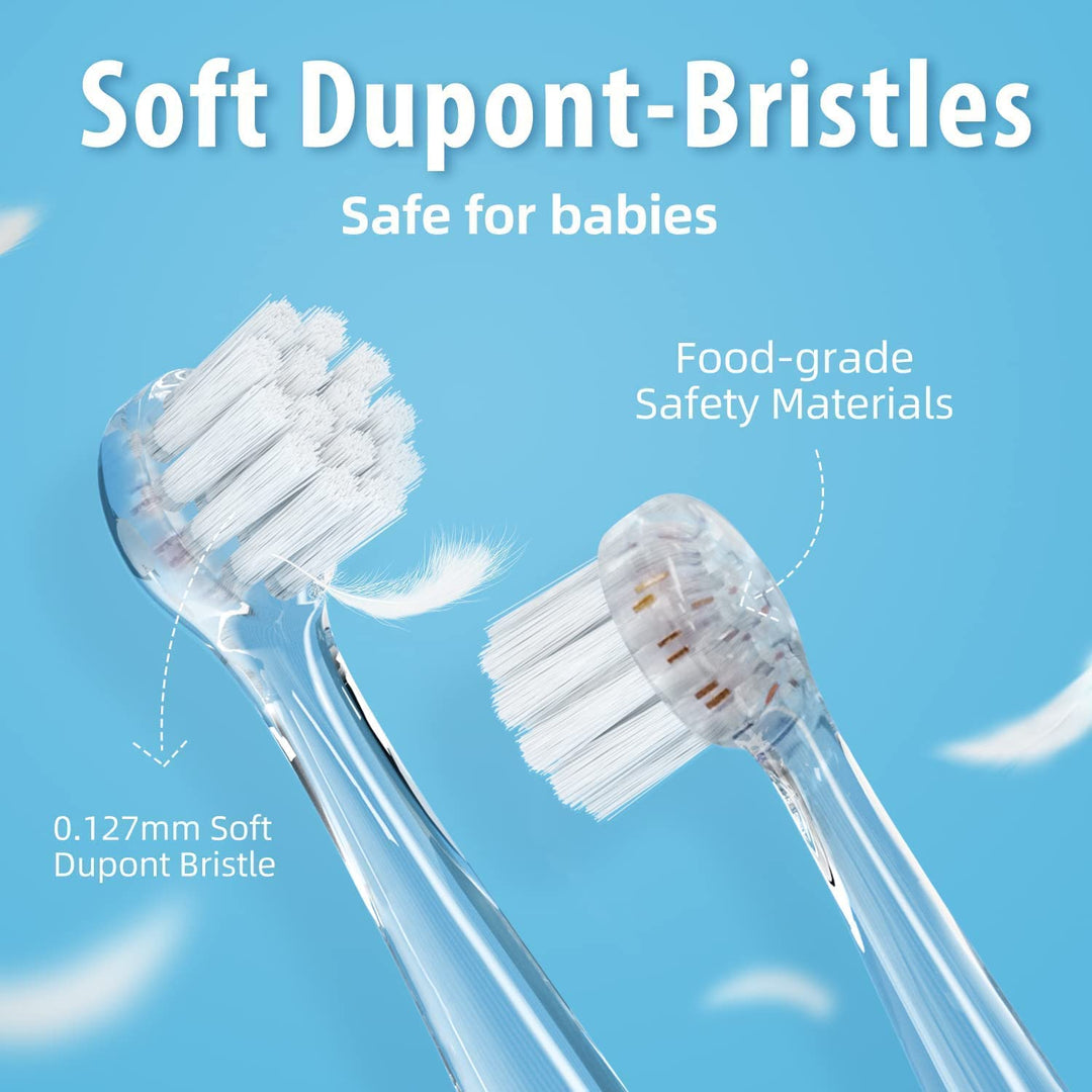 Periuța de dinți sonica pentru copii Seago, culoare albastră, 1xAA 1.5V (neinclusa), 4 rezerve, SG-513 Albastru + Set de 4 rezerve suplimentare, SG-977, culoare transparentă, SG-513 Refill