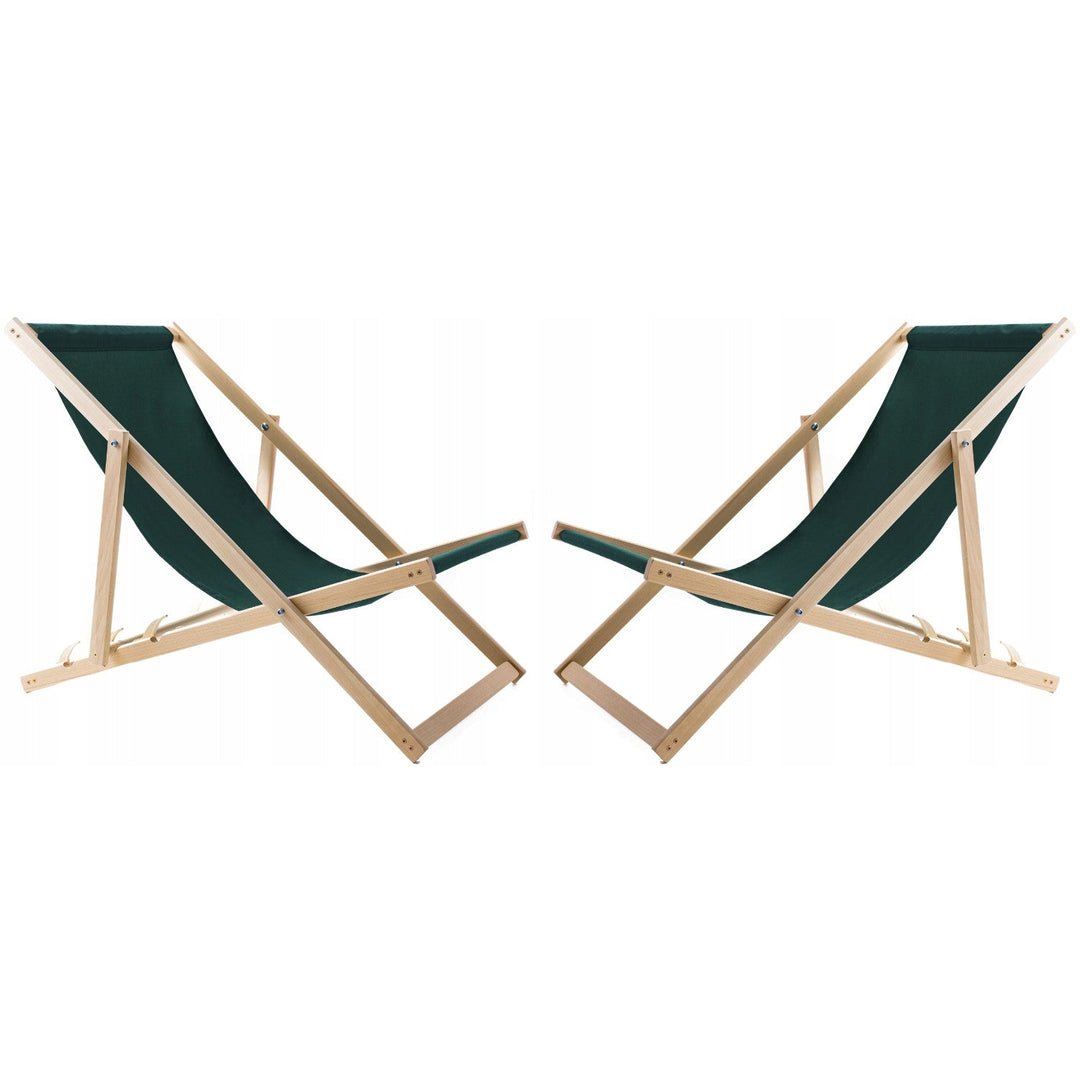 Set od 2 ležaljke za plažu, zelene + Woodok drveni stolić za kavu