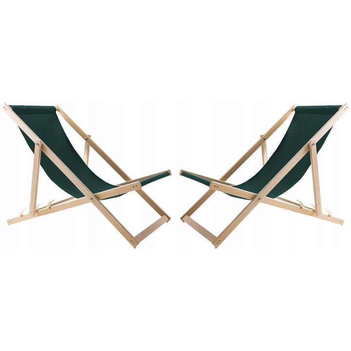 Set od 2 ležaljke za plažu, zelene + Woodok drveni stolić za kavu