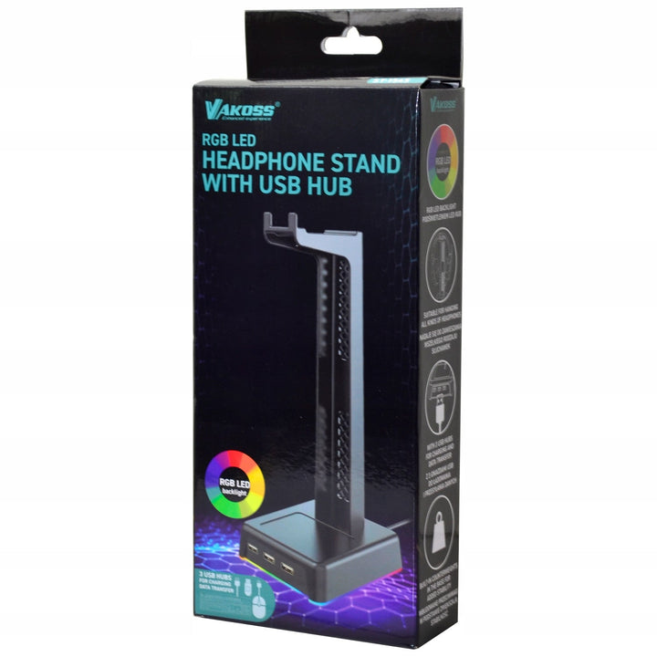 Stalak za slušalice za stol, 3x USB hub, LED pozadinsko osvjetljenje, ST-1545