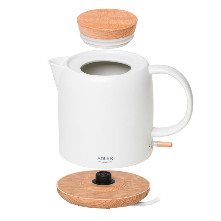 Keramički električni čajnik, 1,0 l, 1200 W, krem boje, Adler AD 1304