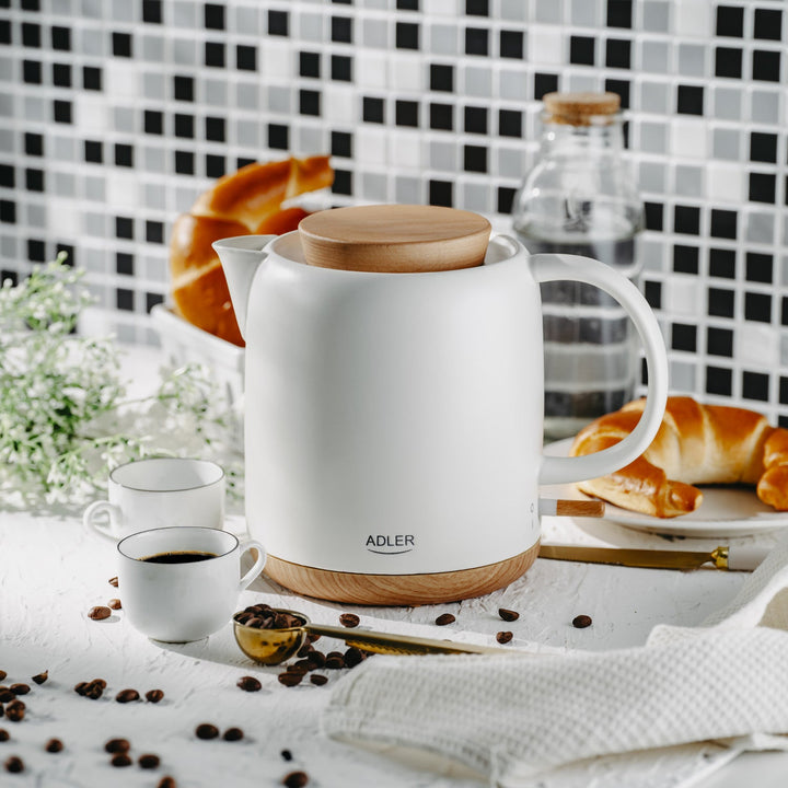 Keramički električni čajnik, 1,0 l, 1200 W, krem boje, Adler AD 1304