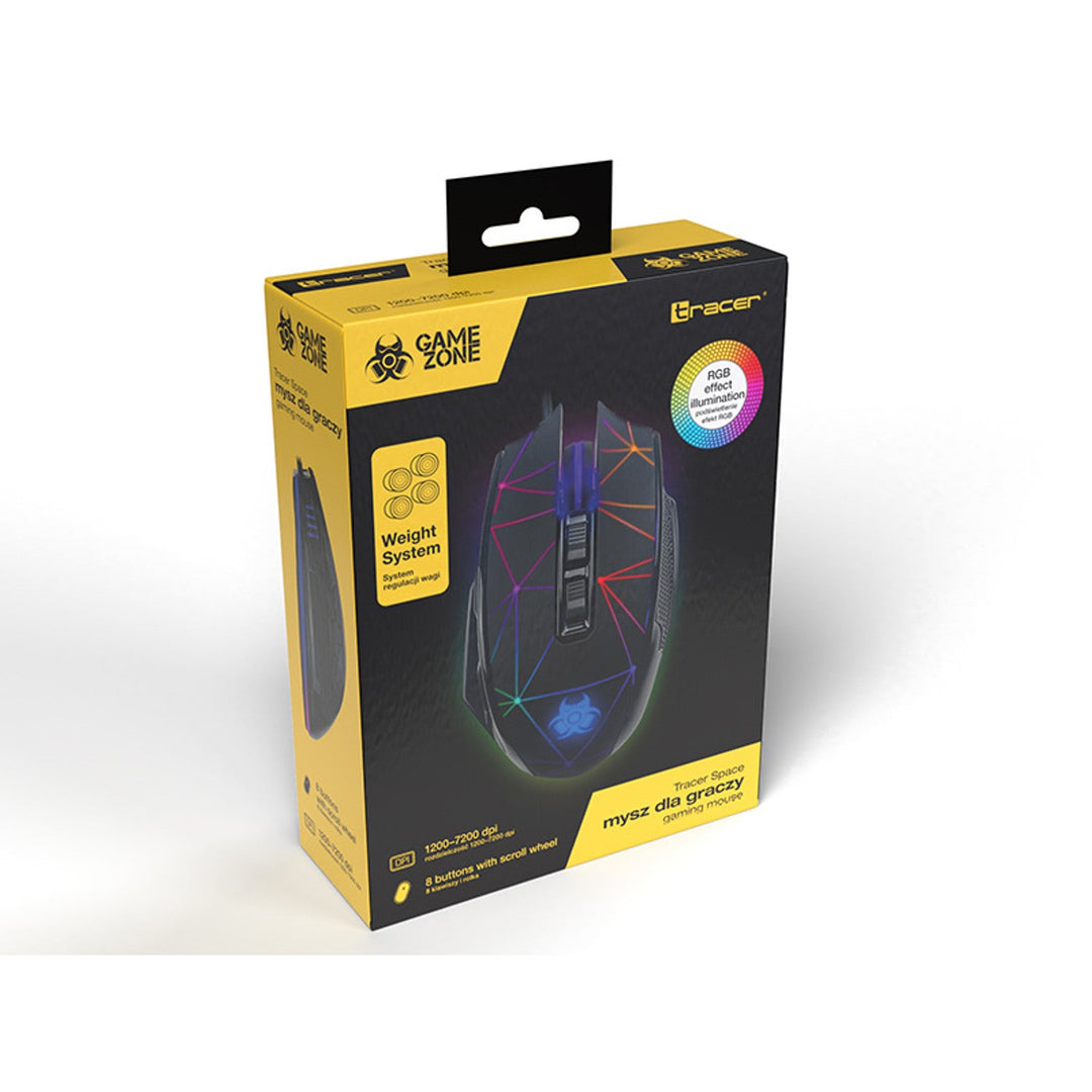 Tracer gaming miš, RGB pozadinsko osvjetljenje, 7200 DPI, Svemir