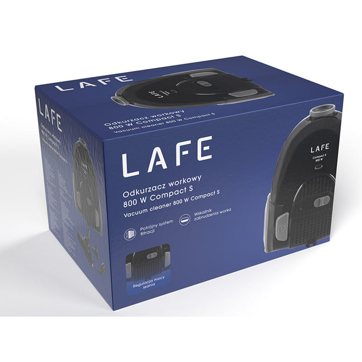 Lafe vrećasti usisavač, sustav trostruke filtracije, 800 W, crni, Compact S