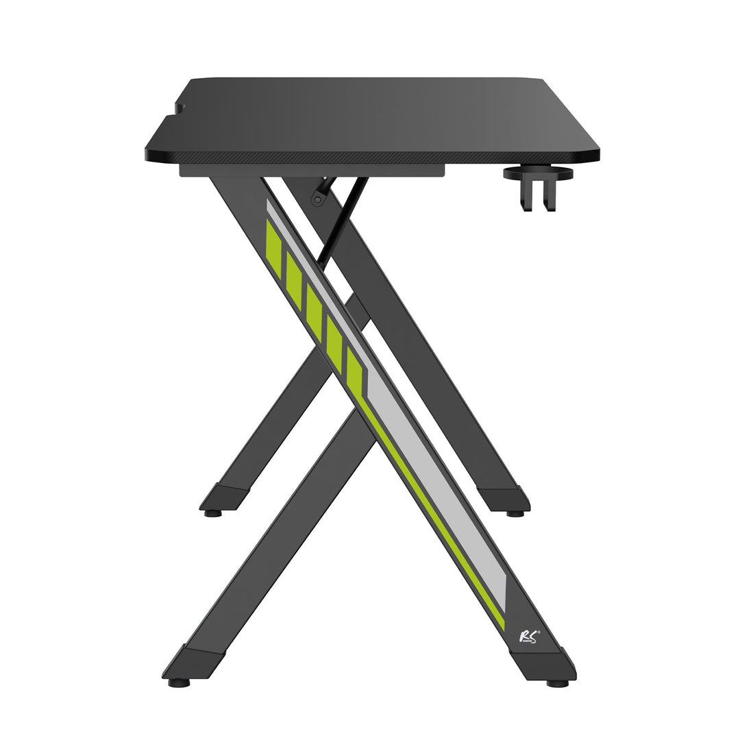 NanoRS gaming stol, crni, s držačem za slušalice i čašu, max. 75 kg, dimenzije 1200 x 600 x 750 mm, RS101