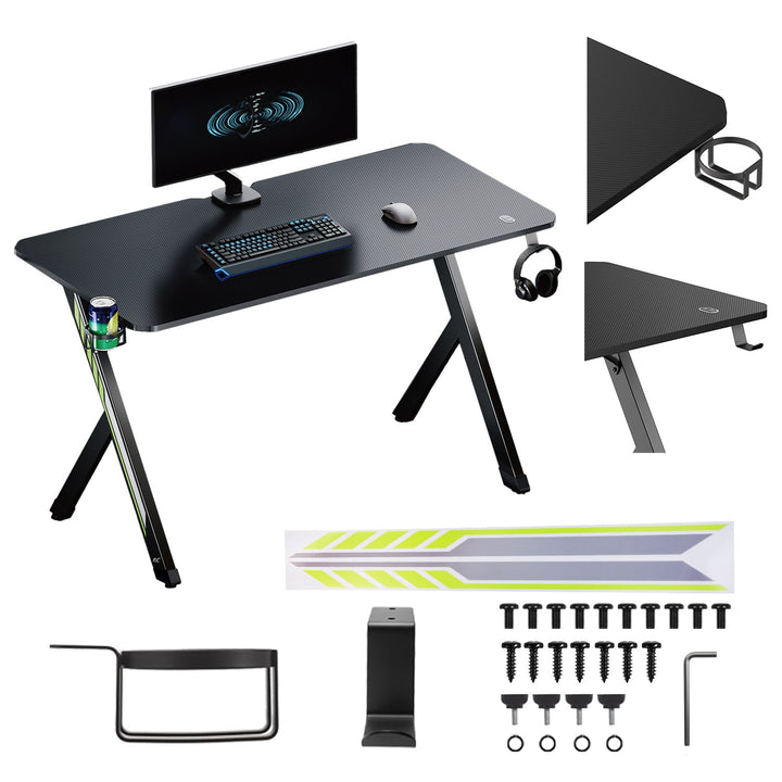 NanoRS gaming stol, crni, s držačem za slušalice i čašu, max. 75 kg, dimenzije 1200 x 600 x 750 mm, RS101