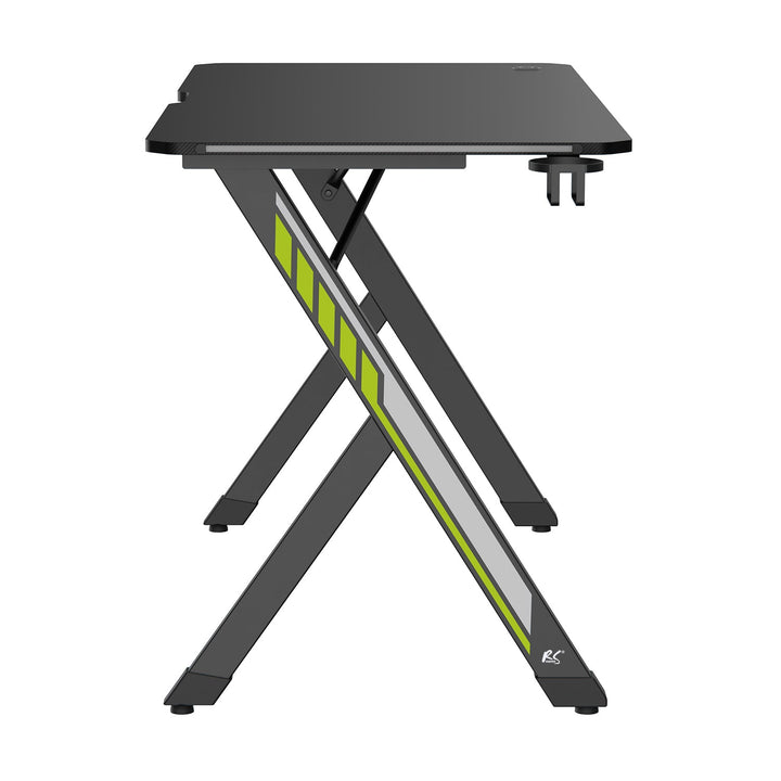 NanoRS gaming stol, crni, s držačem za slušalice i čašu, RGB pozadinsko osvjetljenje, max. 75 kg, dimenzije 1200 x 600 x 750 mm, RS102