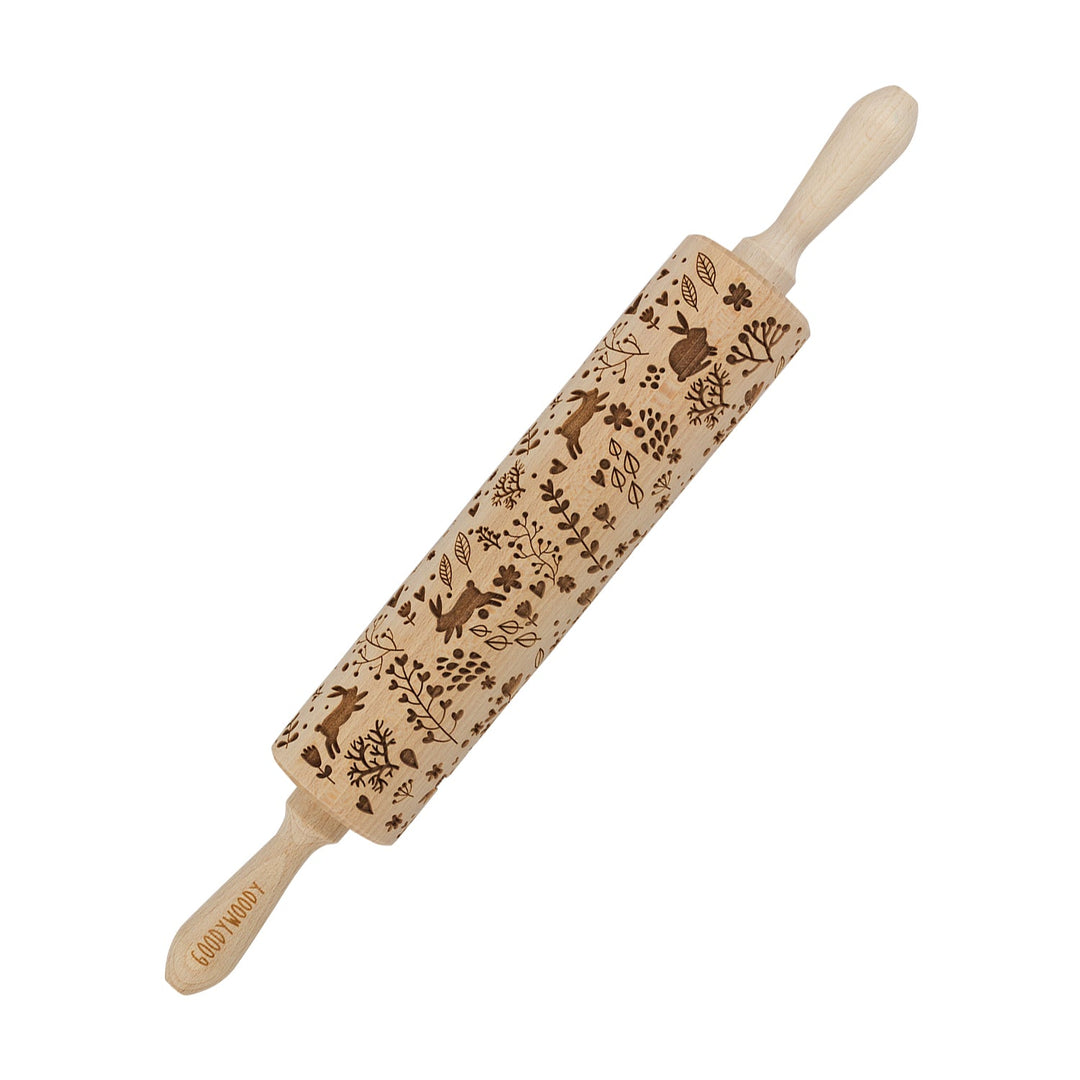 Goody Woody gravirani valjak za tijesto, 46 cm, bukovo drvo, dizajn zeca