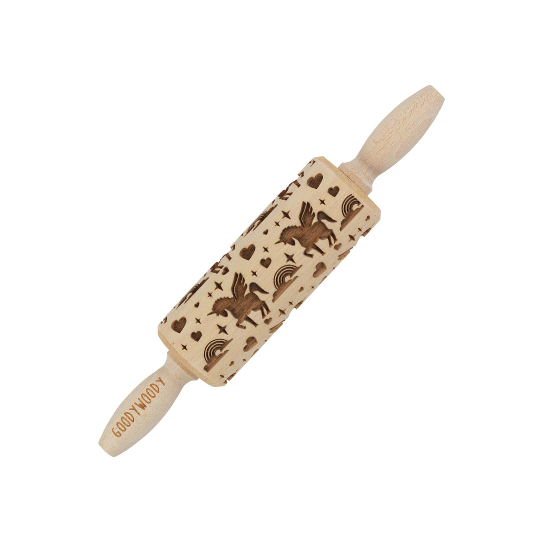 Goody Woody gravirani valjak za tijesto, 23,5 cm, bukovo drvo, dizajn jednoroga