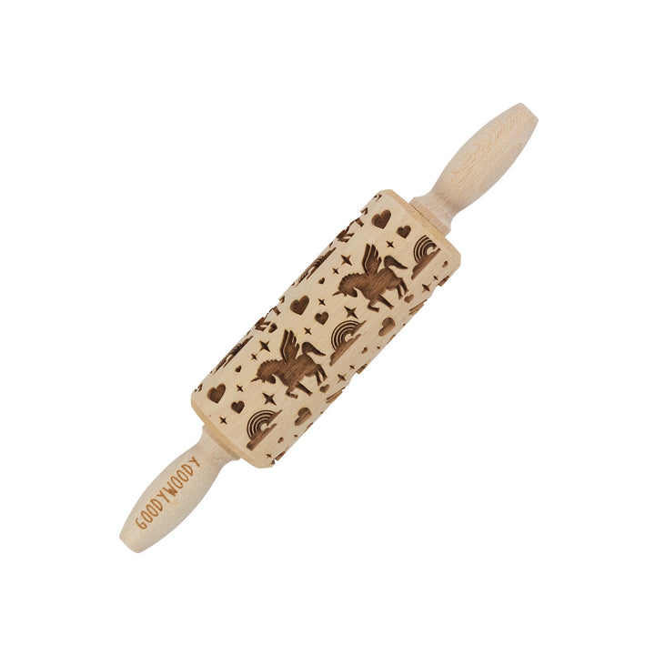 Goody Woody gravirani valjak za tijesto, 23,5 cm, bukovo drvo, dizajn jednoroga