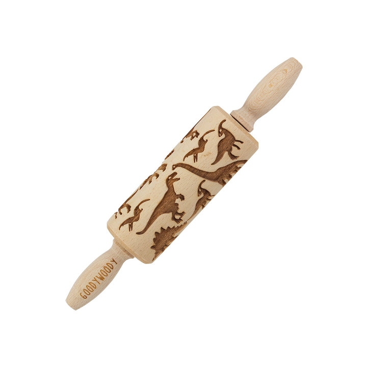 Goody Woody gravirani valjak za valjanje, 23,5 cm, bukovo drvo, dizajn dinosaura