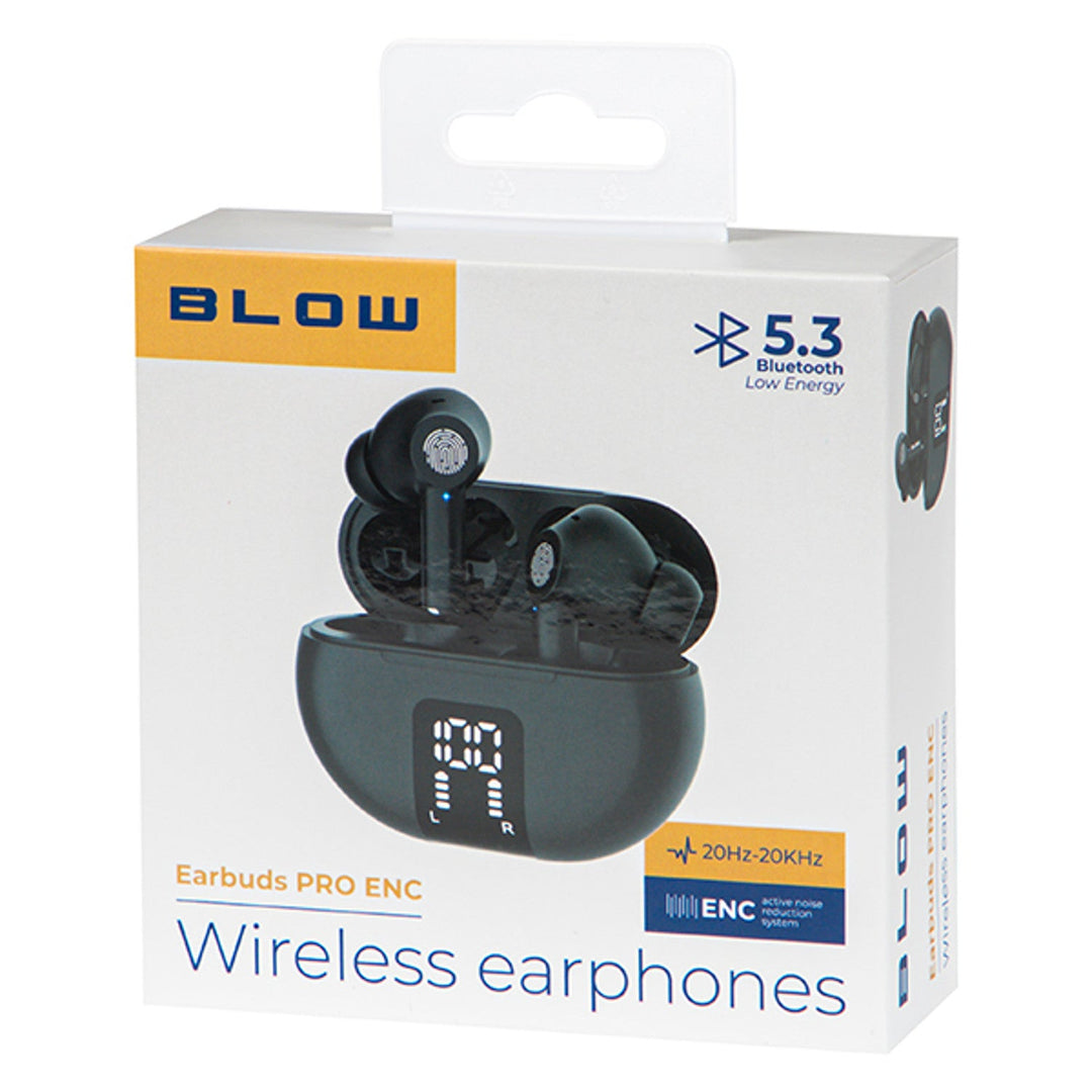 BLOW bežične slušalice, Bluetooth 5.3, LED zaslon, ENC sustav, PRO ENC CRNA