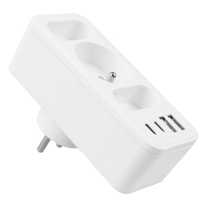 Maclean x3 utičnica + 4xUSB, razdjelnik s 3 utičnice, 2xUSB A, 2xUSB C PD 20W, 1x16A + 2x6A, MCE248 F/W