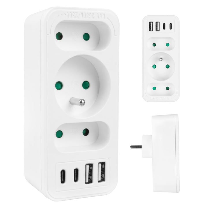 Maclean x3 utičnica + 4xUSB, razdjelnik s 3 utičnice, 2xUSB A, 2xUSB C PD 20W, 1x16A + 2x6A, MCE248 F/W