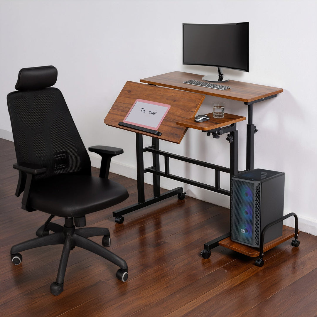 Maclean prijenosni stol za laptop, crni, ploča stola 80x60 cm, max. 50 kg, podesiva visina 67-115 cm, MC-124 B