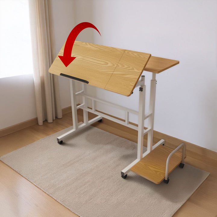 Maclean mobilni stol za laptop, bijeli, ploča stola 80x60 cm, max. 50 kg, podesiva visina 67-115 cm, MC-124 W