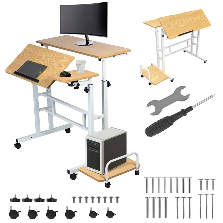 Maclean mobilni stol za laptop, bijeli, ploča stola 80x60 cm, max. 50 kg, podesiva visina 67-115 cm, MC-124 W