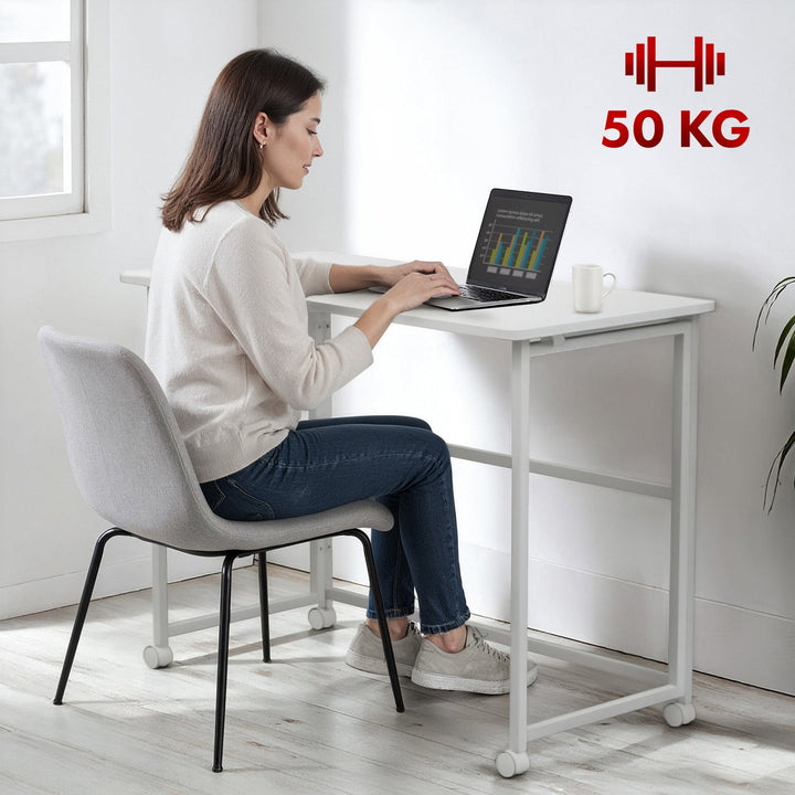Maclean sklopivi stol, bijeli, mobilni, stolna ploča 100x50 cm, max. 50 kg, MC-1250 W