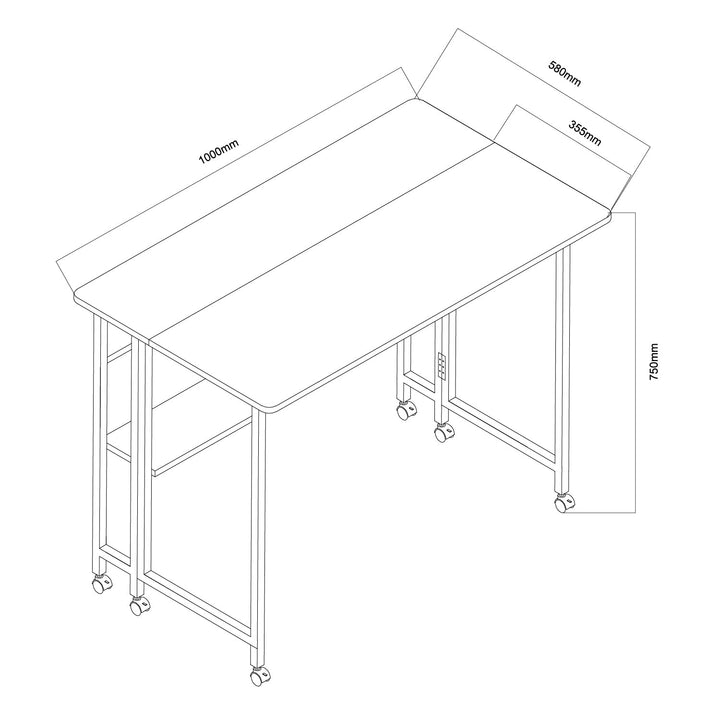 Maclean sklopivi stol, crni, mobilni, stolna ploča 100x58 cm, max. 50 kg, MC-126 B