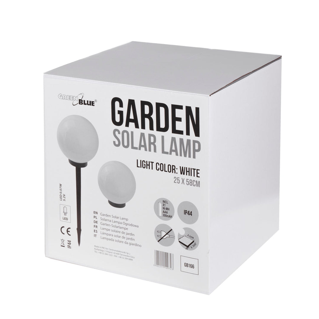 GreenBlue solarna lampa, samostalna, vrtna, sfera 25x25x58 cm, bijeli LED, GB166, 4 komada