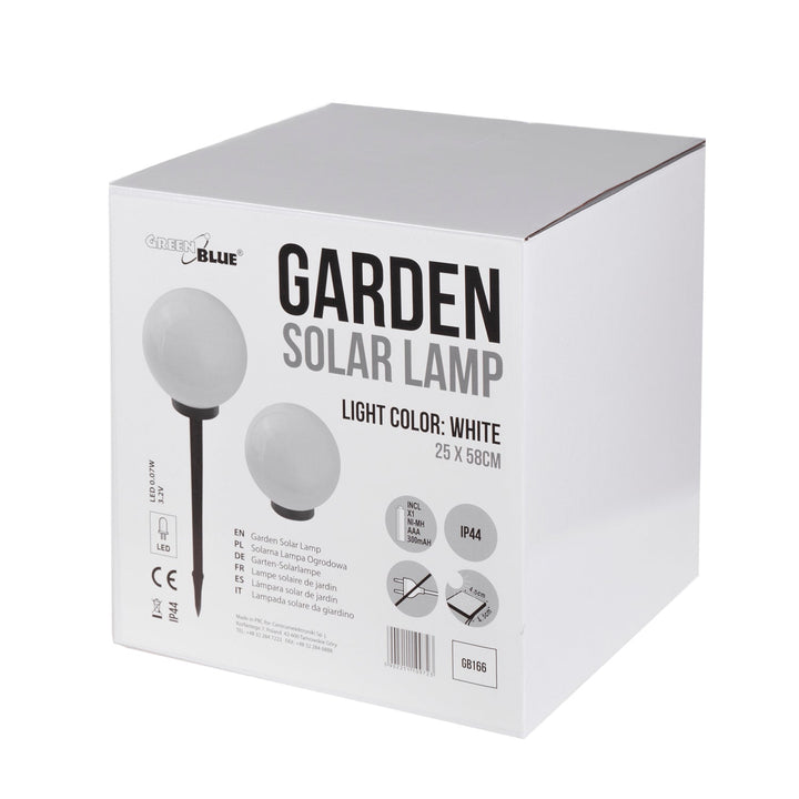 GreenBlue solarna lampa, samostalna, vrtna, sfera 25x25x58 cm, bijeli LED, GB166, 4 komada