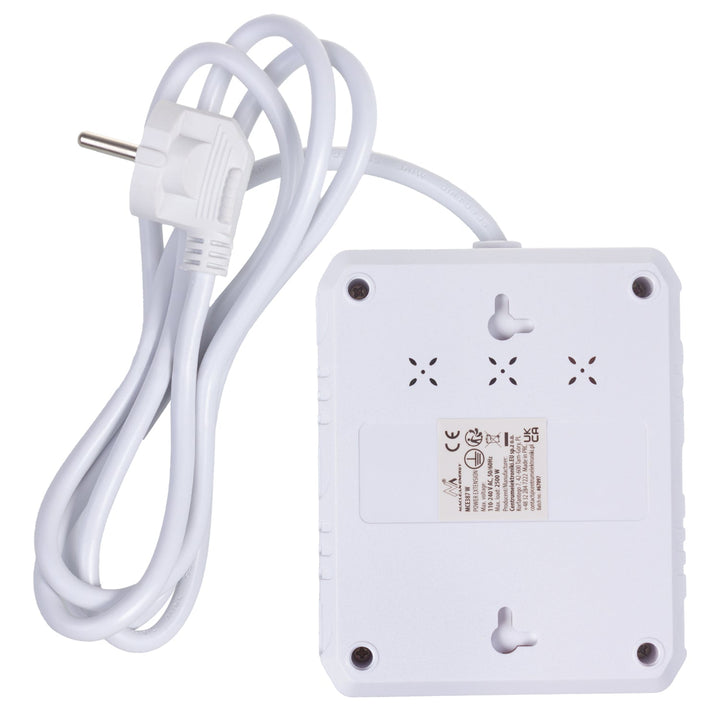 Maclean produžni kabel s 2 utičnice + 3xUSB, 110-240V AC 50/60Hz, 2.1A max 2500W, 1.5m, bijeli, MCE387 W