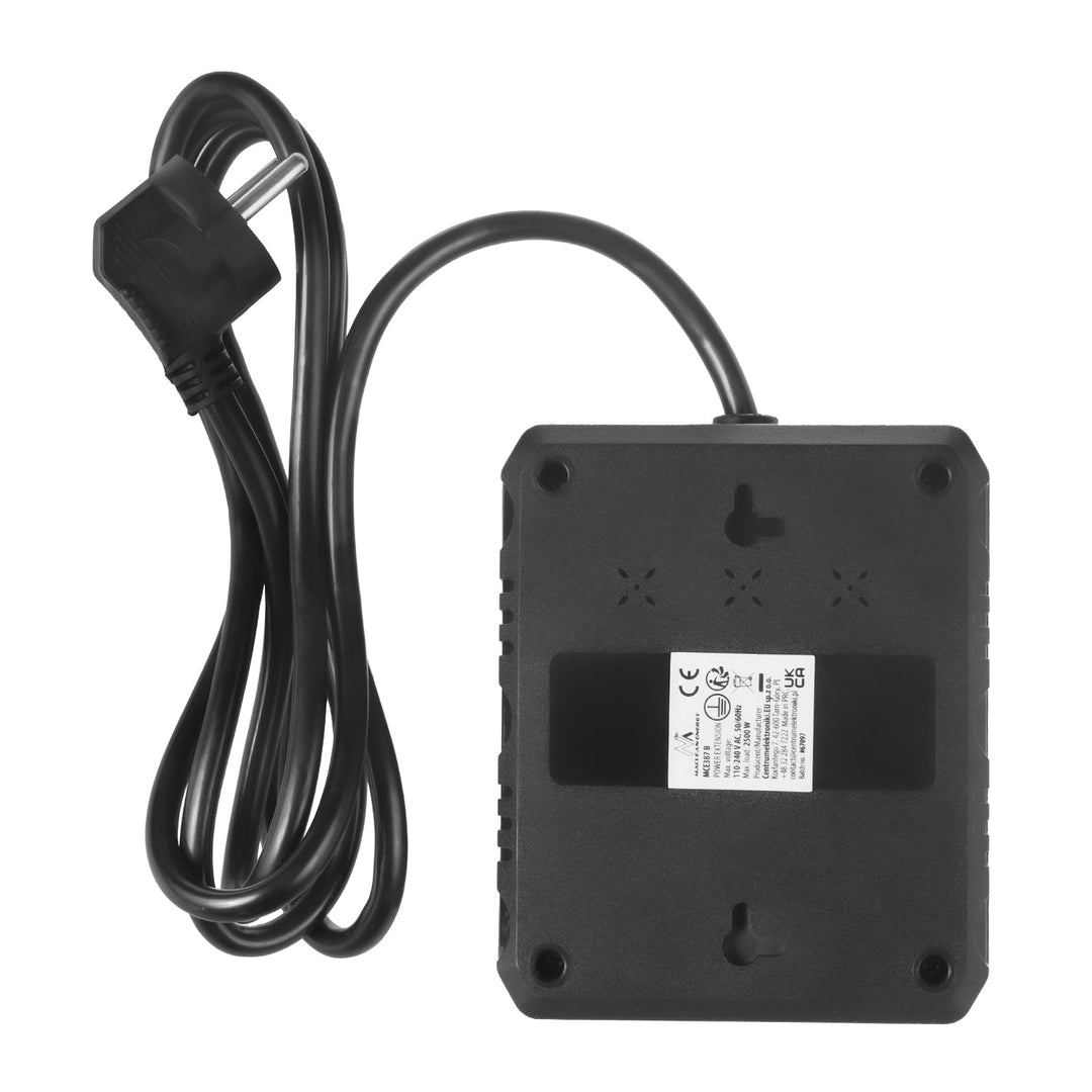 Maclean produžni kabel s 2 utičnice + 3xUSB, 110-240V AC 50/60Hz, 2.1A max 2500W, 1.5m, crni, MCE387 B