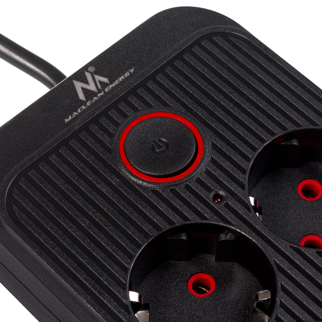 Maclean produžni kabel s 6 utičnica + 4 USB priključka, 110-240 V AC 50/60 Hz, 2,1 A max 2500 W, 1,5 m, crni, MCE389 B