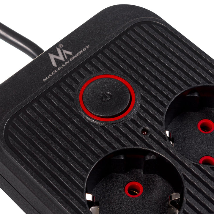 Maclean produžni kabel s 6 utičnica + 4 USB priključka, 110-240 V AC 50/60 Hz, 2,1 A max 2500 W, 1,5 m, crni, MCE389 B