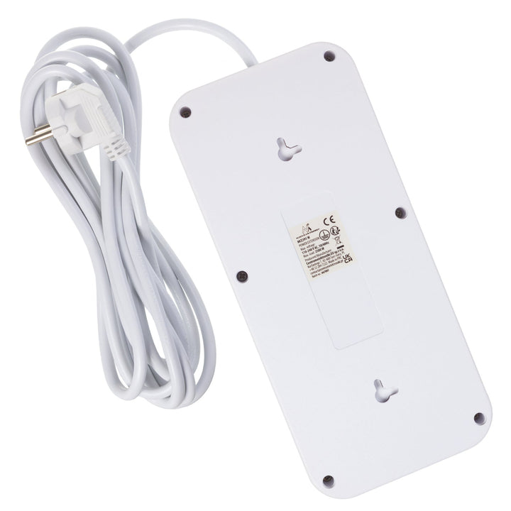 Maclean produžni kabel s 6 utičnica + 4xUSB, 110-240V AC 50/60Hz, 2.1A max 2500W, 3m, bijeli, MCE391 W
