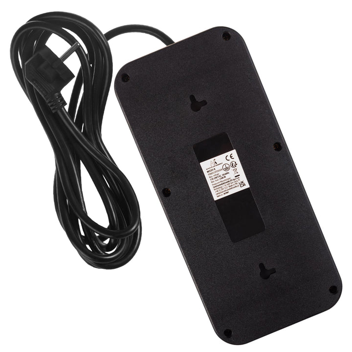 Maclean produžni kabel s 6 utičnica + 4 USB priključka, 110-240V AC 50/60Hz, 2,1A max 2500W, 3m, crni, MCE391 B